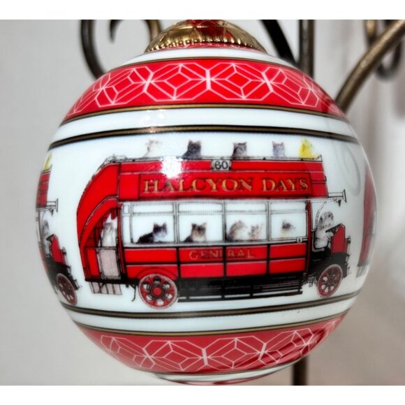 Halcyon Days 'Cats On Red London Bus' Christmas Bauble Ornament - Picture 2 of 5